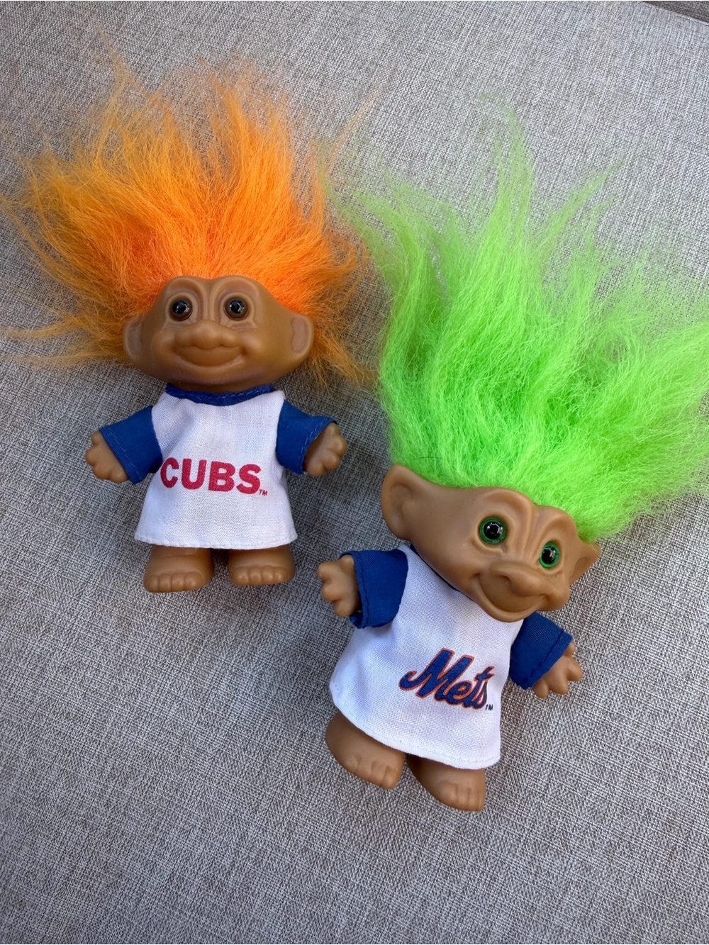 Russ MLB Good Luck Troll Dolls Chicago Cubs NY Mets 1990s Pair